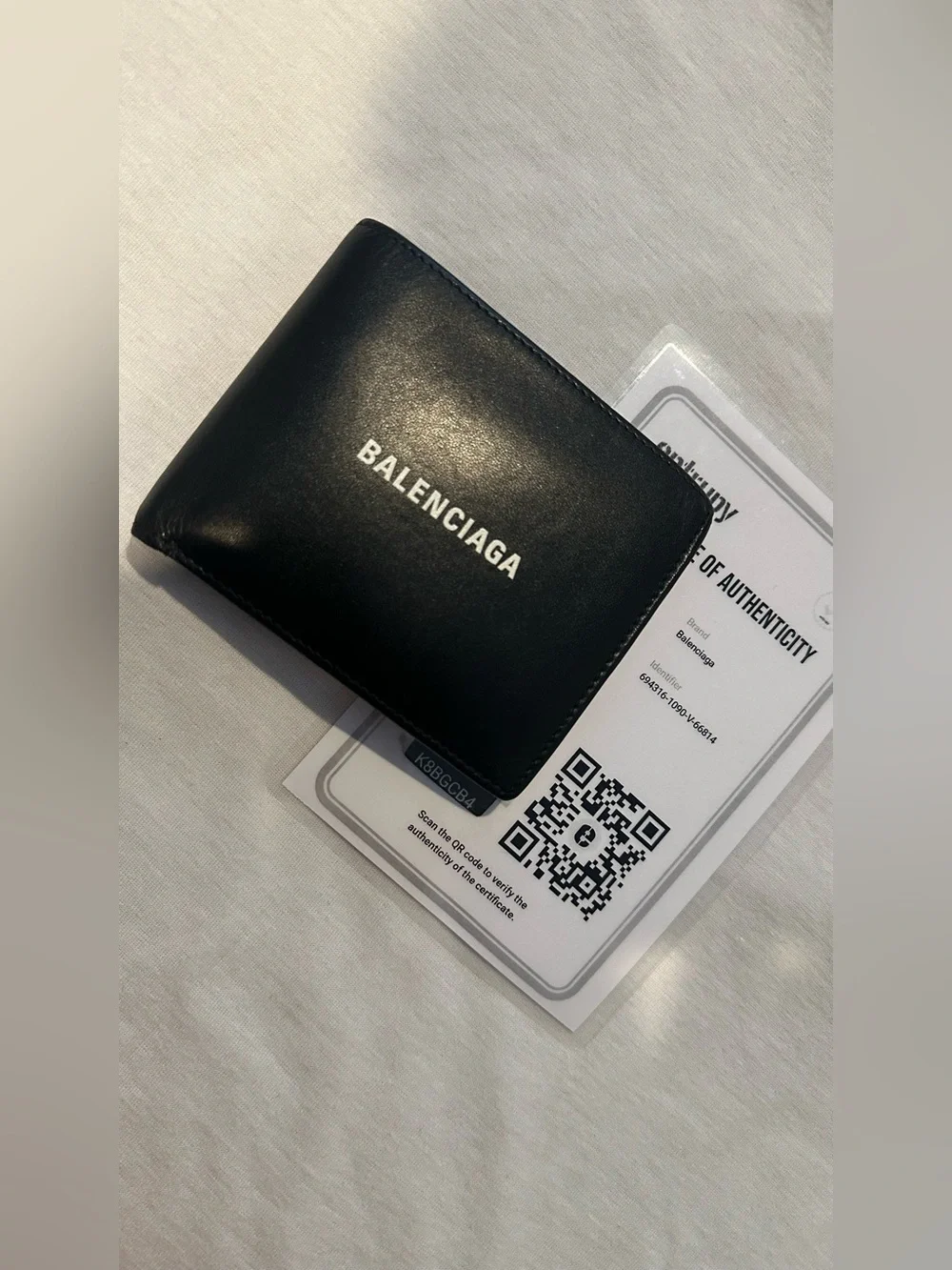 Balenciaga Black Leather Card & Key Holder with White Logo